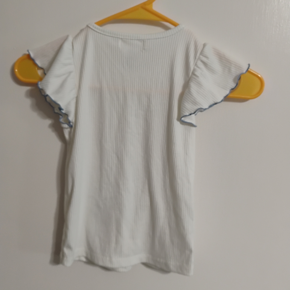 Derek Heart White Ribbed Top with Script Label - Picture 2 of 3